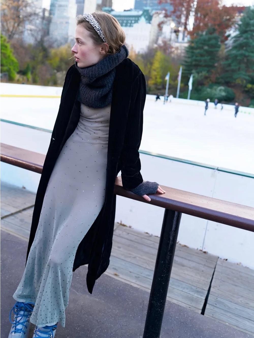 Zara | Elegant Sheer Gray Maxi Dress
